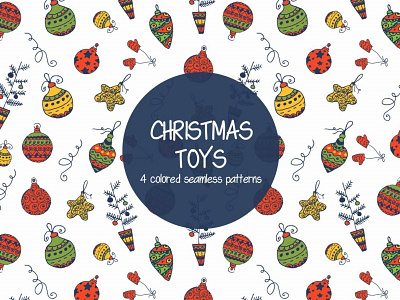 Christmas Toys Illustration Vector Free Pattern