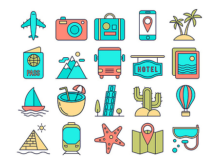 Tourism Vector Free Icon Set by GraphicSurf.com on Dribbble