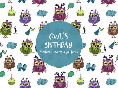 Owl’s Birthday Illustration Vector Freebie Pattern design free freebie graphics illustration pattern typography vector