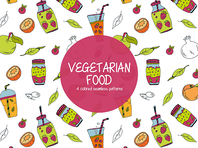 Vegetarian Food Illustration Vector Free Pattern