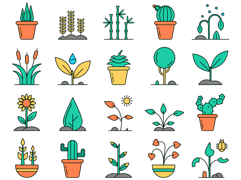 Plants Vector Free Icon Set plants typography design icons vector graphics freebie free