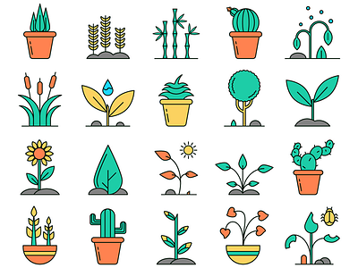 Plants Vector Free Icon Set design free freebie graphics icons plants typography vector