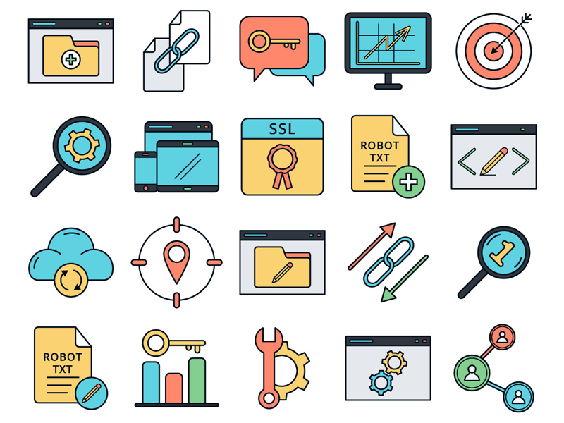 SEO Vector Freebie Icon Set seo typography design icons vector graphics freebie free
