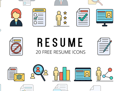 Resume Vector Freebie Icon Set by GraphicSurf.com on Dribbble