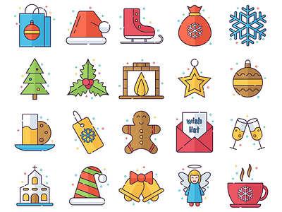 Merry Christmas Vector Freebie Icon Set
