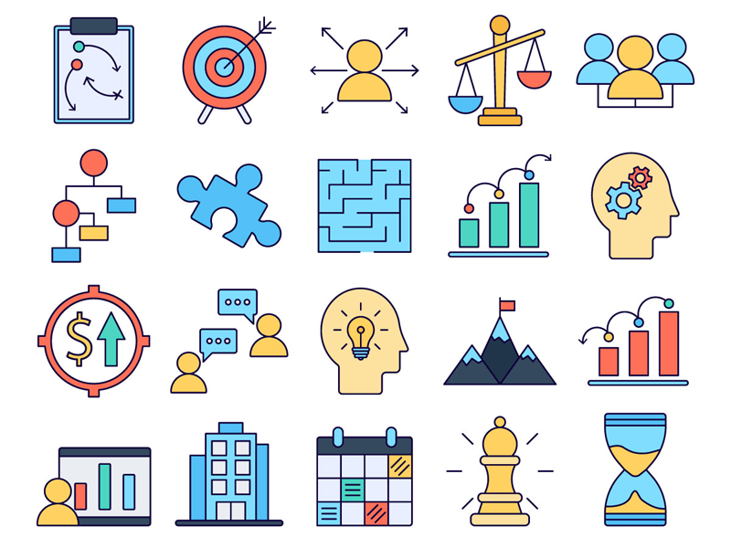 Strategy Vector Freebie Icon Set by GraphicSurf.com on Dribbble