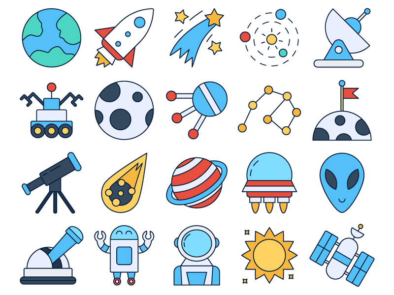 Download Space Vector Freebie Icon Set by DesZone.net - Free Vector Graphics on Dribbble