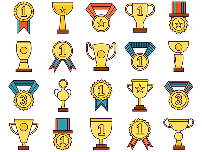 Cups and Medals Vector Free Icon Set