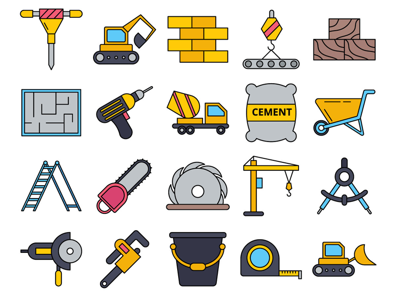 Download Construction Site Vector Freebie Icon Set by DesZone.net - Free Vector Graphics on Dribbble