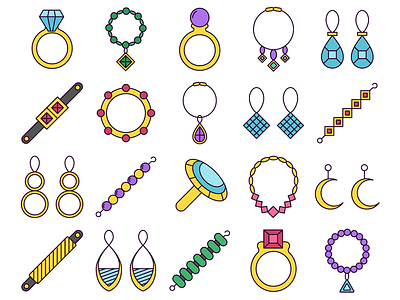 Jewelry Vector Freebie Icon Set by GraphicSurf.com on Dribbble