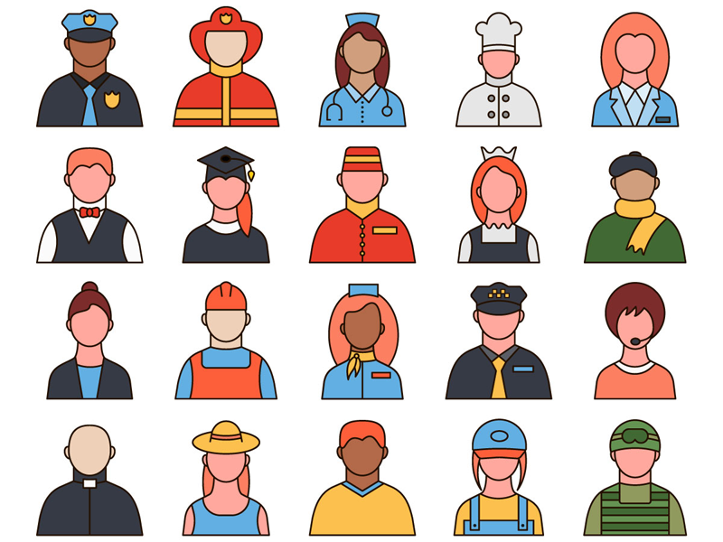 Professions Vector Free Icon Set professions typography icons vector graphics freebie free