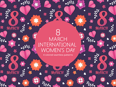 8 March International Women’s Day Vector Patterns 8 march free freebie graphics international womens day pattern typography vector