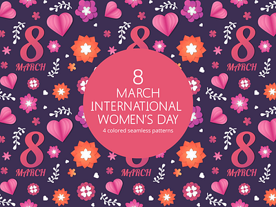 8 March International Women’s Day Vector Patterns