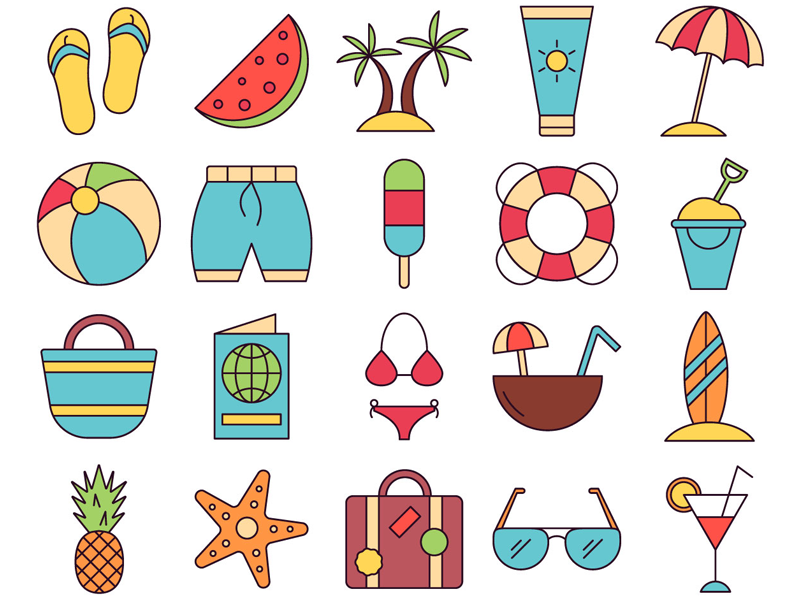 Download Summer Vector Freebie Icon Set by GraphicSurf.com - Free Vector Graphics on Dribbble