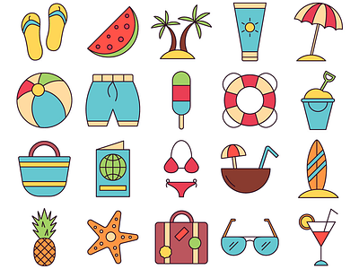 Summer Vector Freebie Icon Set free freebie graphics icons summer typography vector