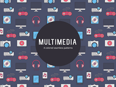 Multimedia Vector Free Seamless Pattern free freebie graphics multimedia pattern typography vector