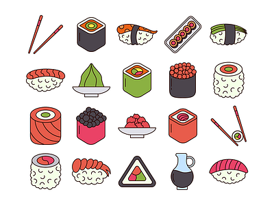 Sushi and Rolls Vector Free Icon Set