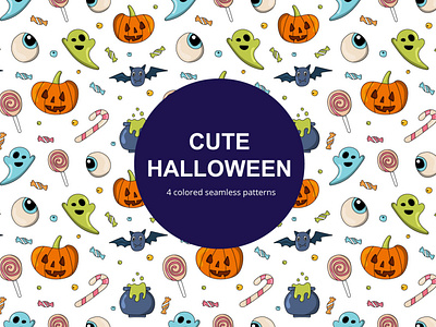 Cute Halloween Vector Seamless Pattern