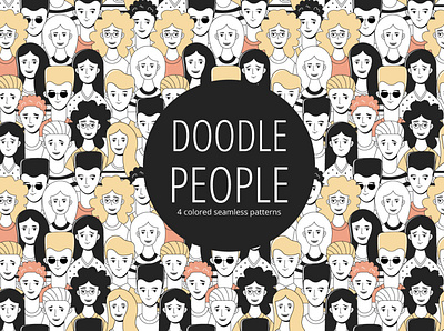 Doodle People Vector Free Seamless Pattern free freebie graphics illustration pattern typography vector