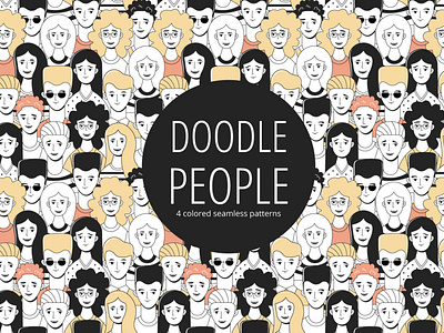 Doodle People Vector Free Seamless Pattern