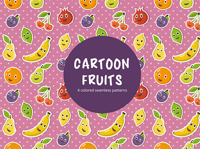 Cartoon Fruits Vector Seamless Pattern cartoon free freebie graphics pattern vector