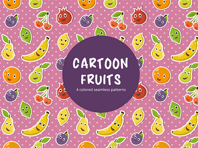 Cartoon Fruits Vector Seamless Pattern