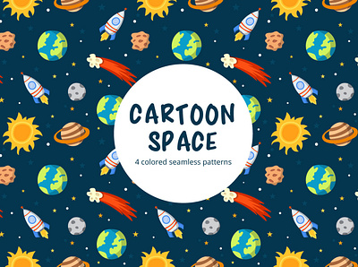 Cartoon Space Vector Seamless Pattern cartoon graphics pattern space typography vector