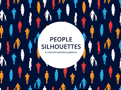 People Silhouettes Vector Seamless Pattern graphics pattern people typography vector