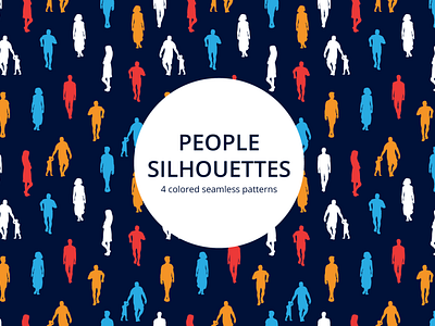 People Silhouettes Vector Seamless Pattern