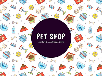 Pet Shop Linear Seamless Pattern