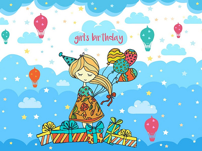 Girl’s Birthday Free Vector Illustration birthday free freebie graphics illustration vector