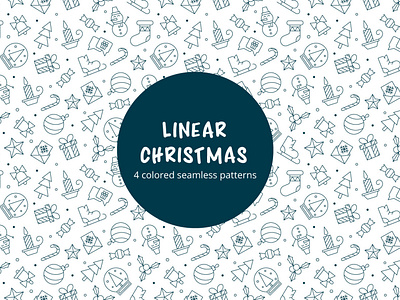 Linear Christmas Vector Seamless Pattern