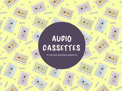 Audio Cassettes Vector Seamless Pattern graphics pattern typography vector