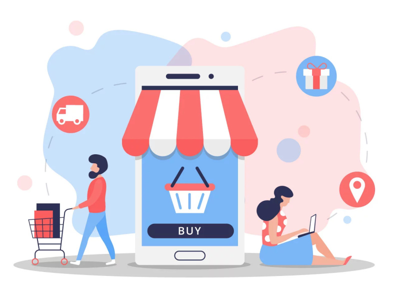 Online Shopping Vector Illustration by GraphicSurf.com on Dribbble