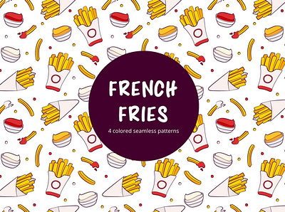 French Fries Vector Seamless Pattern french fries graphics pattern typography vector