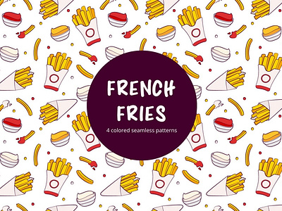 French Fries Vector Seamless Pattern