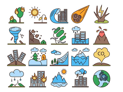 Natural Disasters Vector Free Icon Set free freebie graphics icons typography vector