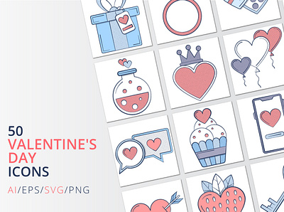 50 Valentine’s Day icons graphics icons typography valentine valentine day valentinesday vector