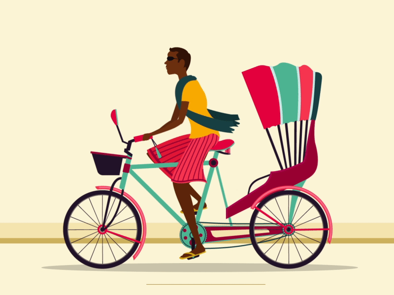 Bestriding the cart of contentment! 2d animation aftereffects animation gif illustrator rickshaw vector