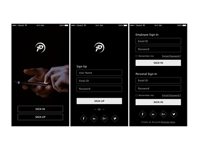 Sign In & Sign up mobile screens for one of the client design flat ui ux