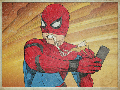 Spider-Man Pizza Time comics disney film illustration iphone jack c. gregory marvel peter parker pizza sony spiderman tom holland