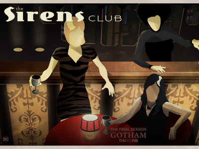 The Sirens Club - GOTHAM jack gregory jack c. gregory dc comics fox television film vintage deco graphic designer illustration sirens club gotham batman