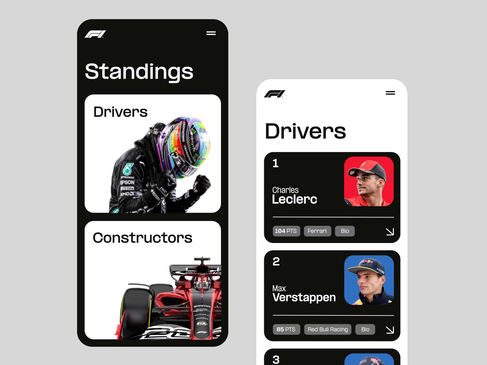 Formula 1 App by Paul Ilnitski on Dribbble