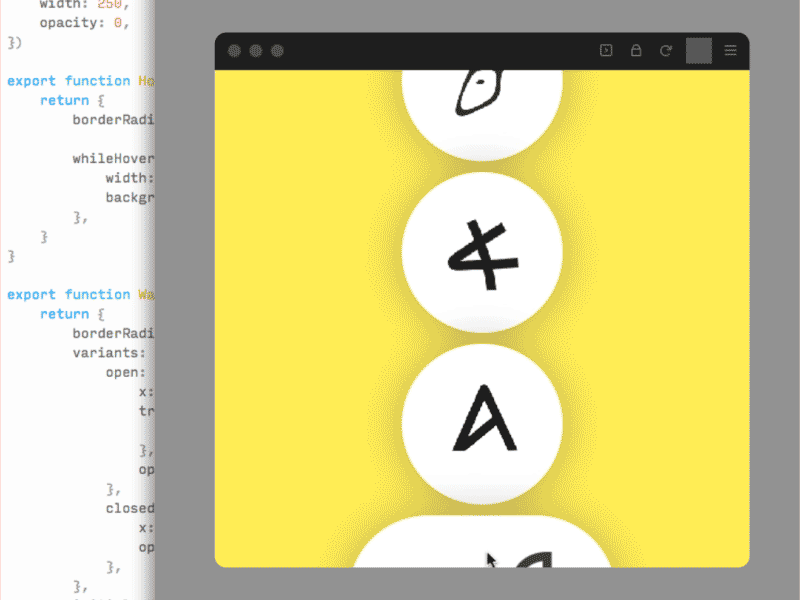 Prototyping the evolution of the letter "A" framerx prototyping ui