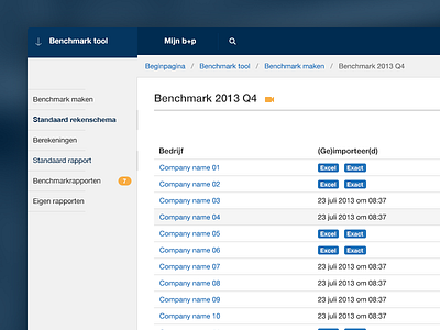 Benchmark tool (webapp) benchmark dashboard desktop intranet webapp webtool
