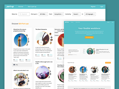 Discover projects and teams discover homepage part up projects ui ux web