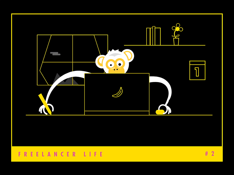 Like a monkey animation freelance freelancer life gif illustration monkey work working area