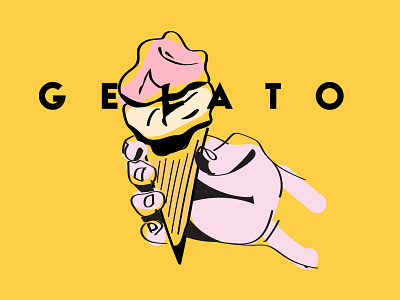 Gelato gelato hand ice cream ice cream illustration yellow