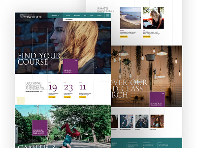 University of Winchester desktop education grid landing website