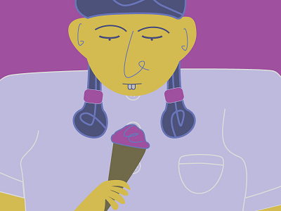 Girl eating ice cream animation character illustration